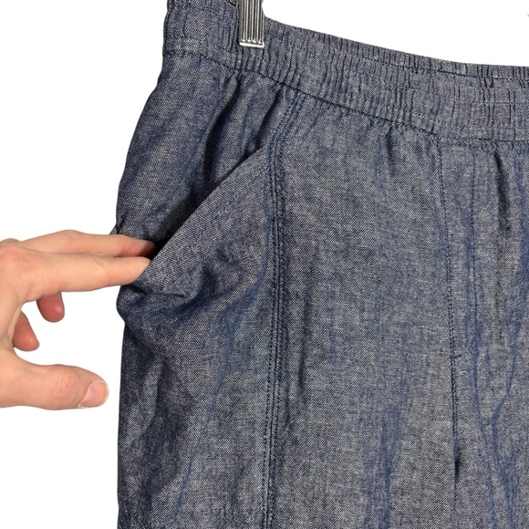 OLD NAVY | Chambray Blue Linen High Rise Crop Taper Pull-On Casual Pants size L - Picture 4 of 12